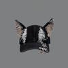 Y2k Postapocalyptic Style Denim Distressed Cap With Sun Protection For Streetwear Enthusiasts