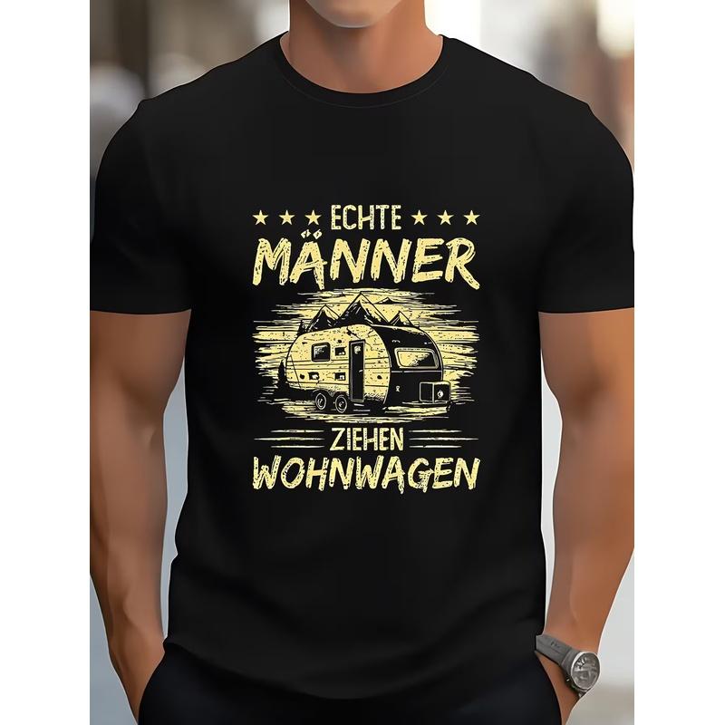 Men's Vintage RV Camper Van Tee - Funny Retro Caravan Travel Shirt Suitable for Camping Trips, Carnivals & Casual Wear - Machine Washable Outdoor