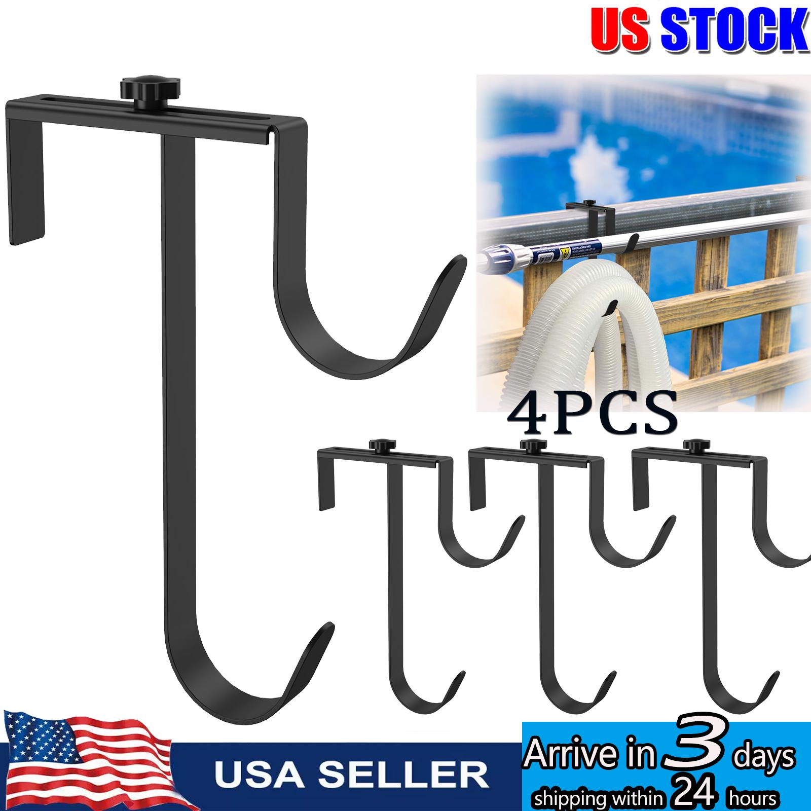 

Pool Pole Hanger Premium Aluminum Pool Fence Hooks Swimming Pool Accessories Holder For Telescopic Nets Brushes Garden Tools 2pcs чёрный