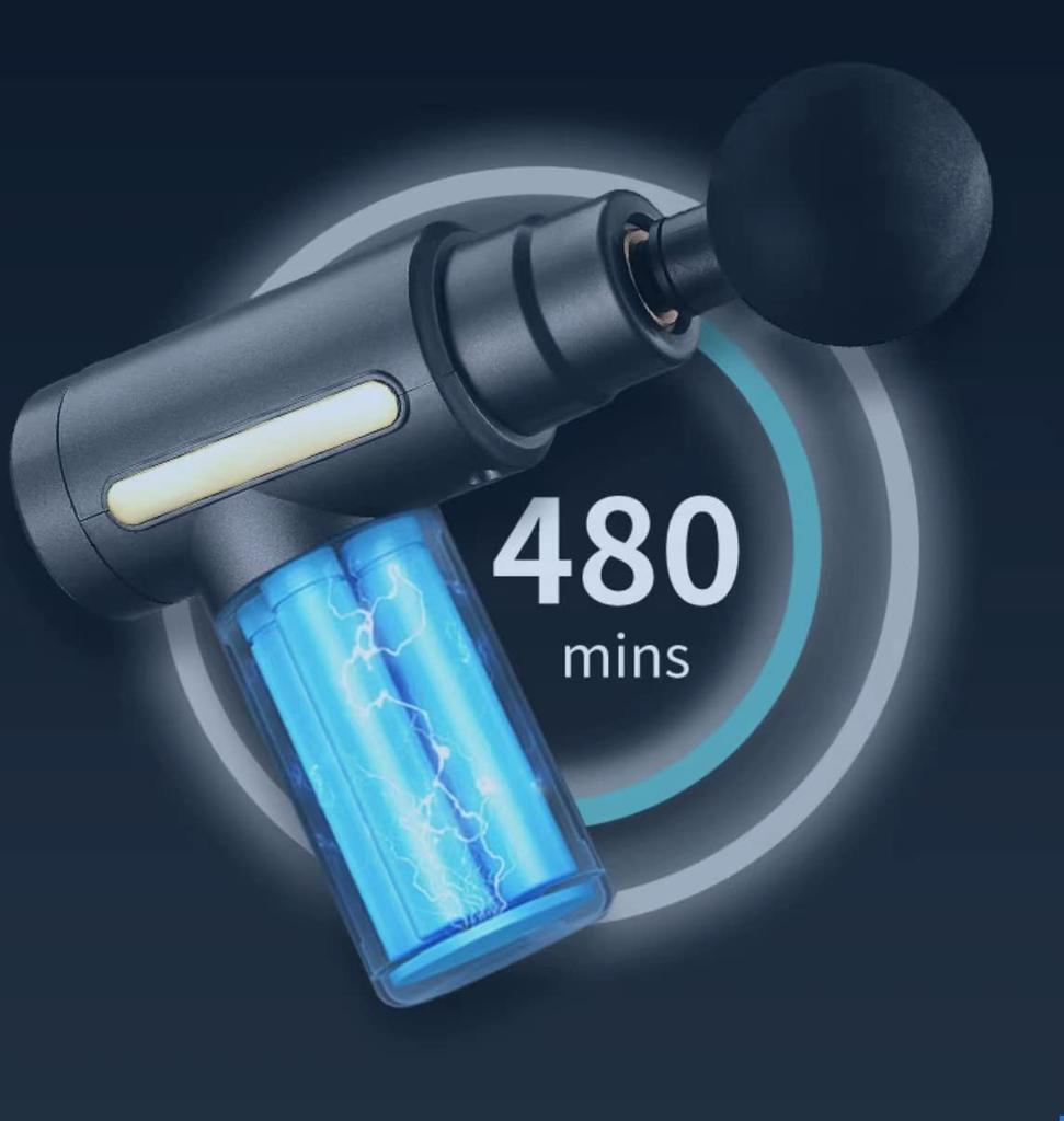 Mini, lightweight, compact, and portable myofascial release massager with 4 different heads and a Japanese instruction manual (gray)