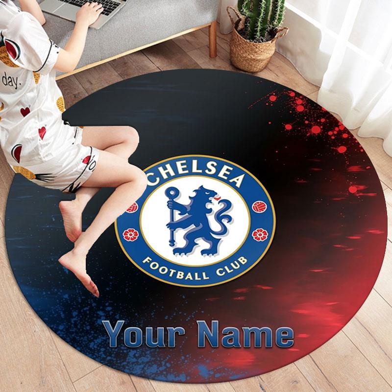 Chelsea F Custom Name Round Area Rug,Carpet Rug for Living Room Bedroom Sofa Playroom Decor,Non-slip Floor Mat