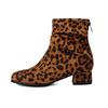 Fashion Zippers Fashion Round Toe Women Ankle Boots With Low Heel Shoes Female Leopard Print Footwear Ladies Pleated Boots Modern Boots