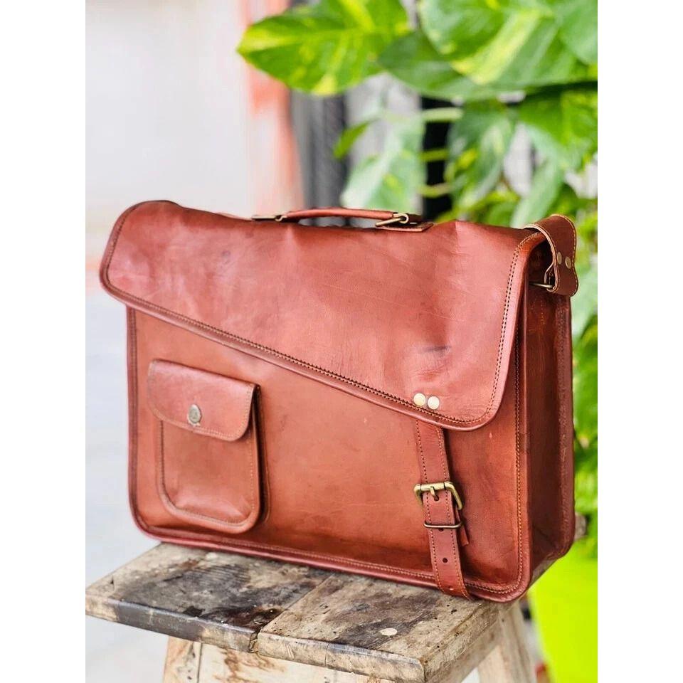 Handmade Aprove Leather Vintage Laptop Messenger Briefcase Bag Satchel