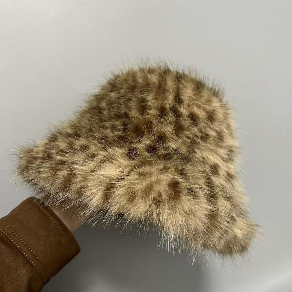 Plush Leopard Print Hat Cold Proof Warm Hat Fashion Fishman Hat Autumn Winter