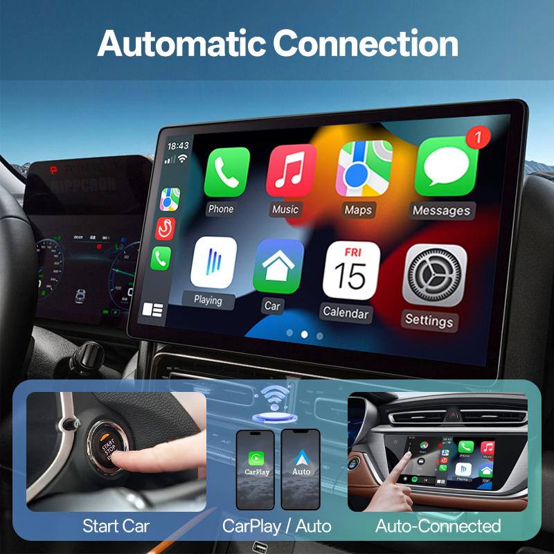 Wired To Wireless CarPlay Android Auto Adapter Dongle Plug and Play 2in1 For Toyota VW Kia