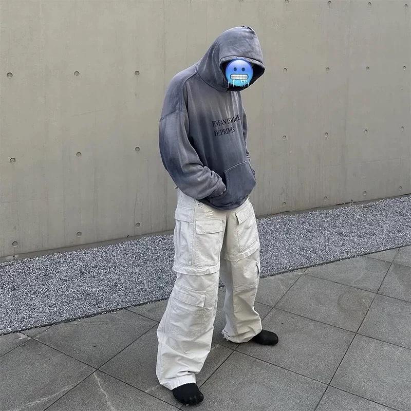 ERD Distressed Second Gen Letter Print Hooded Sweatshirt