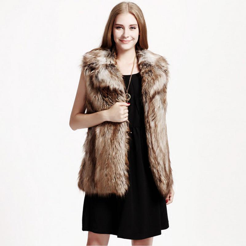 Imitation Raccoon Fur Vest Autumn and Winter Women's Clothing New Medium and Long Vest Fox Jacket