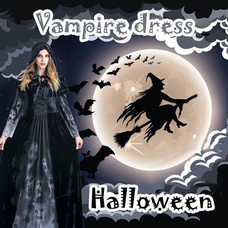 Vampire Halloween Long Dress Witch Roleplaying Out Of The Bar Stage Costumes
