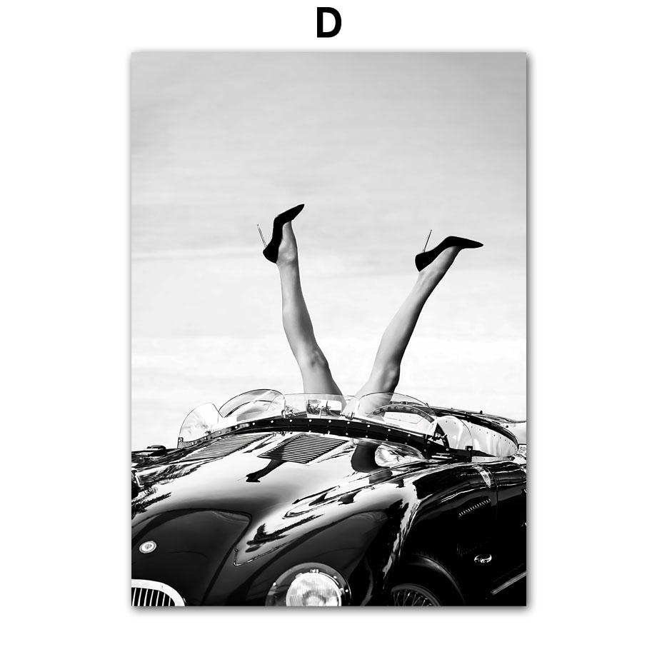 New York Bridge Feather Flower Fashion Girl Wall Art Canvas Painting Posters And Prints Black White Wall Pictures Living Room