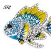 Colorful Fish Jewelry Brooch Pin Enamel Finish Rhinestones Inlay Tropical Design Ocean Inspired Alloy Electroplated Base Suits Coats Sweaters