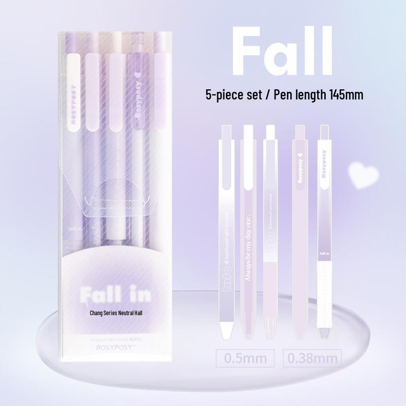 Rosy Posy Farbverlauf Rouge Gel Stift Set - Macaron Klickbare Studenten Study Stifte 3 pens 0.5mm + 2 pens 0.38mm white