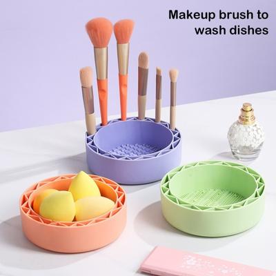 Silicone Makeup Brush Cleaner Bowl 4 Textures Multifunctional Cosmetic Brush Powder Puff Sponge Cleaning Washing Tool Drying Holder