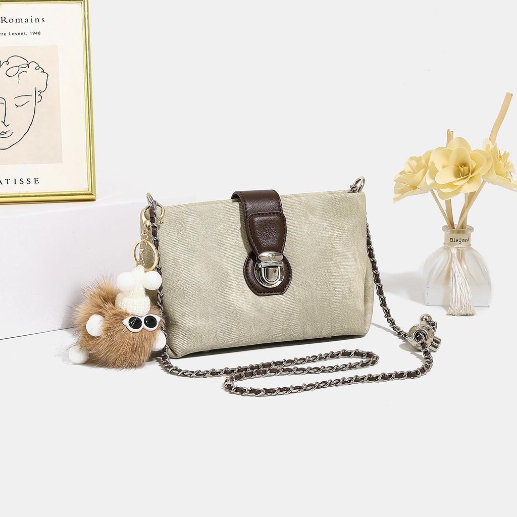 Niche Design Handbag, New Trendy Diamond Grid Single Shoulder Underarm Bag, Versatile Denim Small Square Bag