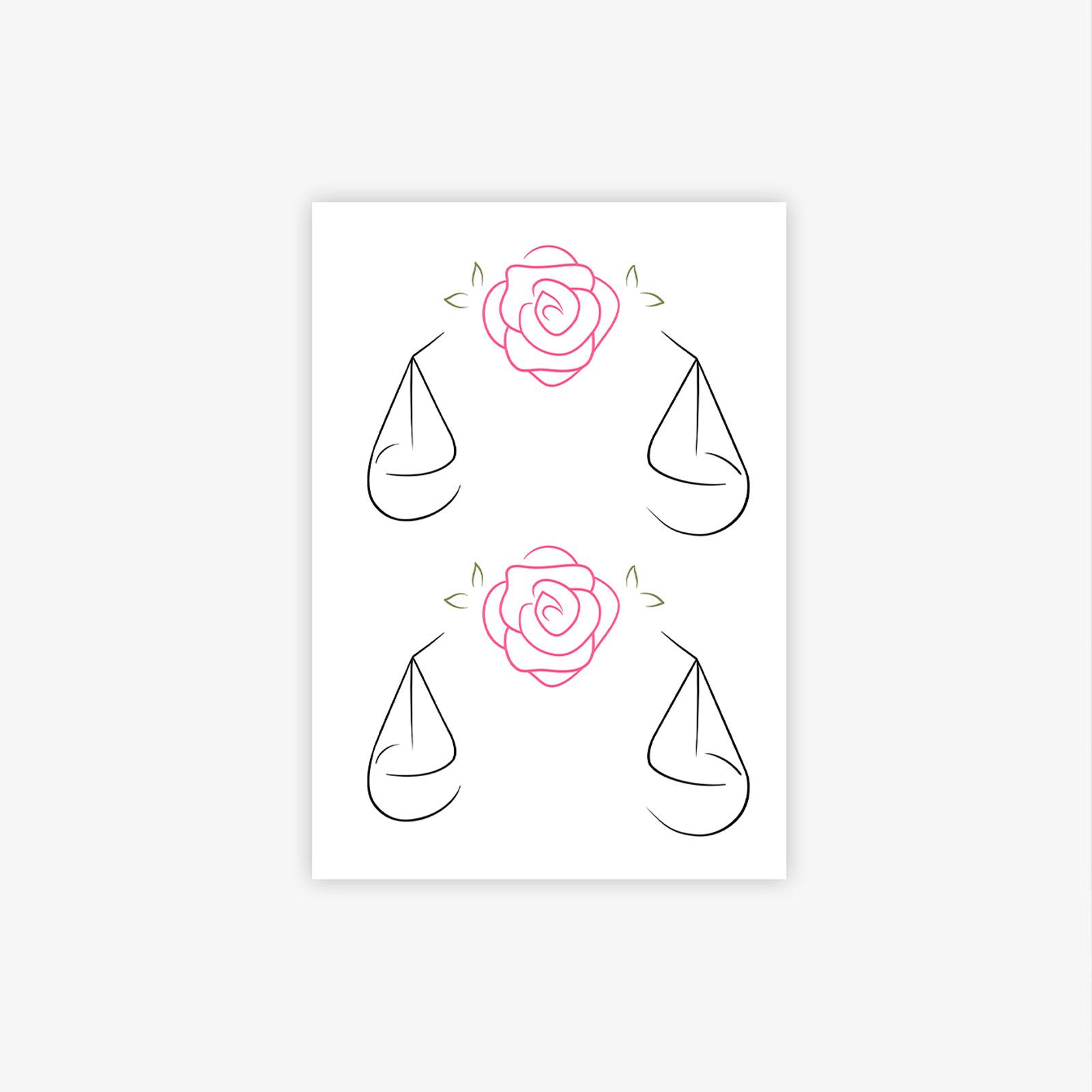 Cute And Simple Rose Totem Tattoo Sticker, Long-Lasting Waterproof High-End Tattoo Sticker 7*10