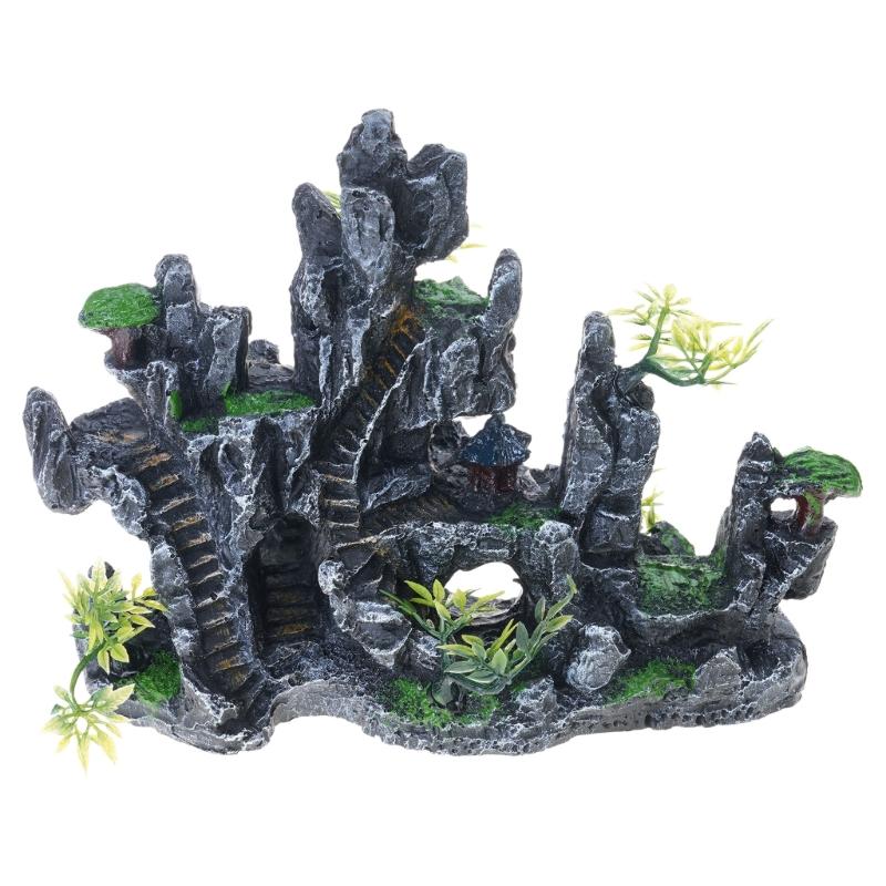 Mountain View Rockery Aquariums Ornaments Enhances Fishtanks with Natural Hiding Cave and Life Like Scene Landscape Decors