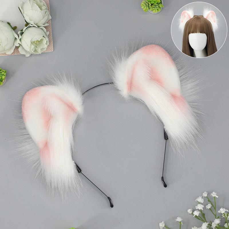 Fluffy Cat Ear Headband Cosplay Anime Convention Lolita Kawaii Costume Accessory Handmade Plush