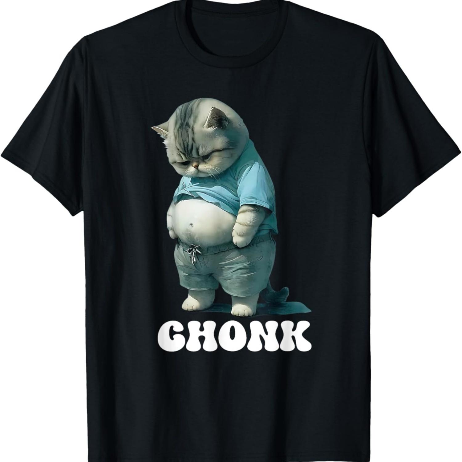 Chonk Cat Scale Meme Funny Retro Style Vintage Cats Memes T-Shirt(12) S