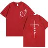 Heart Cross Print T-shirt for Men Clothes Faith Male T-shirts Summer Plus Size Tee Shirt Oversized T Shirt Jesus Tops