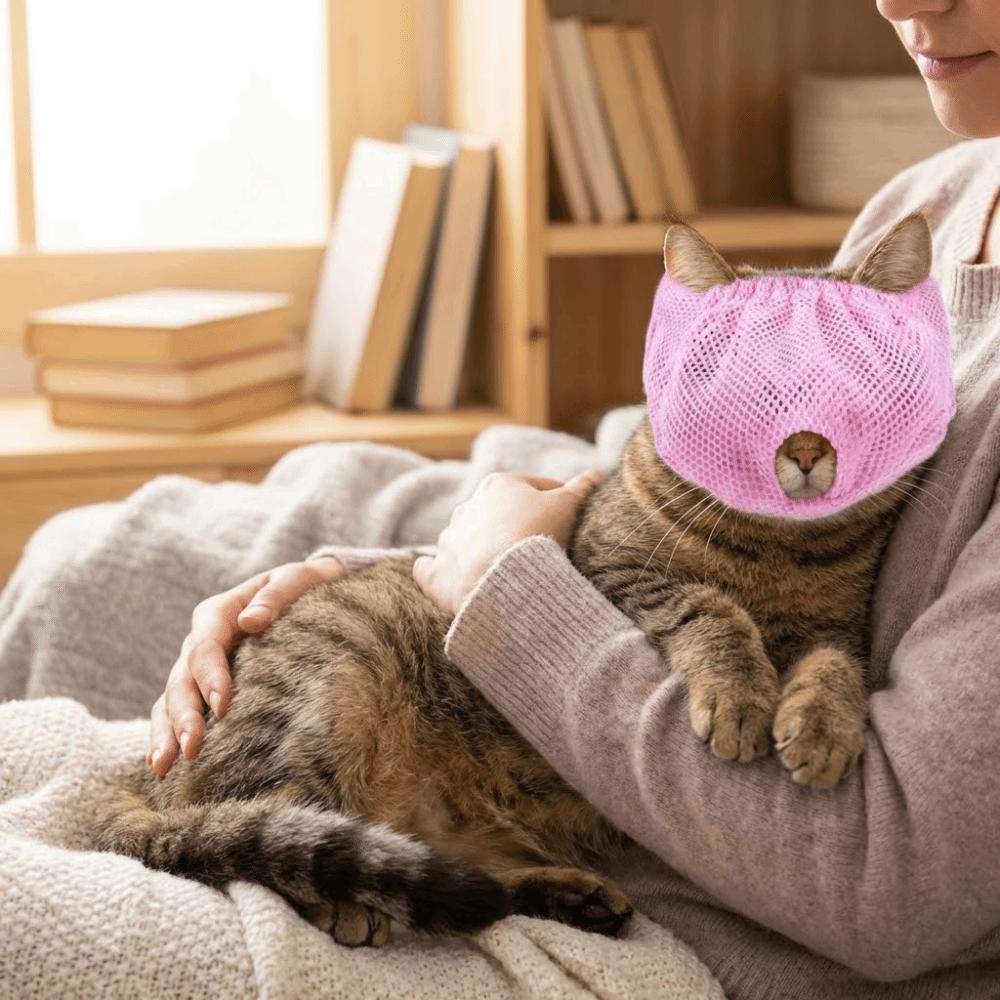 Puppy Headgear Mesh Cat Mouth Cover Adjustable Washable Pet Grooming Mask Breathable Comfortable Kitten Muzzle Nail Trimming