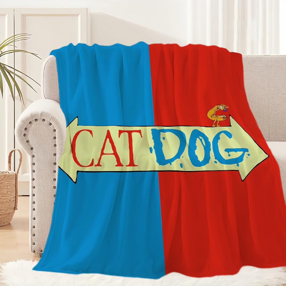 

Cartoon Funny C-Catdog Yellow Blanket Plush Nap Sofa rug for Living Room Warm Office Bedroom Birthday Home Travel Kid Gifts 30x40in