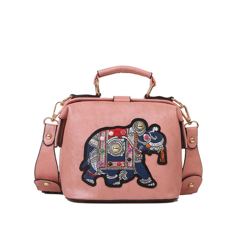 Strictly Selected Bags New Bags Elephant Embroidery Versatile Internet Celebrity Portable Doctor Bag Winter Fashion Personality