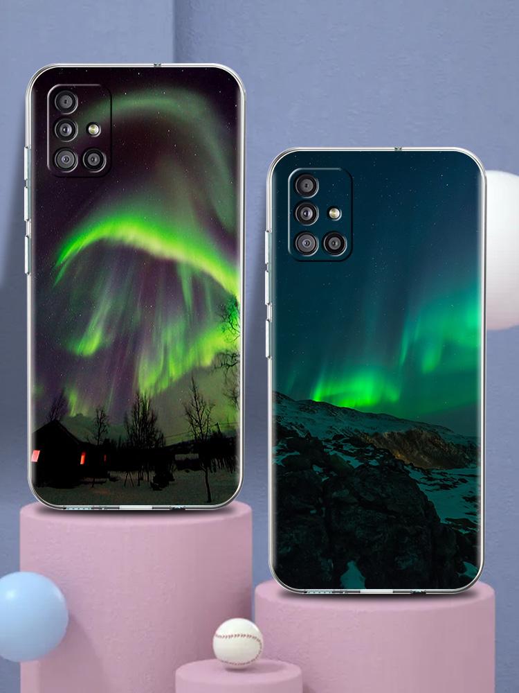 Kryt na telefon Aurora Borealis Pro Samsung Galaxy A51 A71 A21S A12 A11 A31 A41 A52 A32 5G A72 A01 A02S Měkký silikonový průhledný kryt