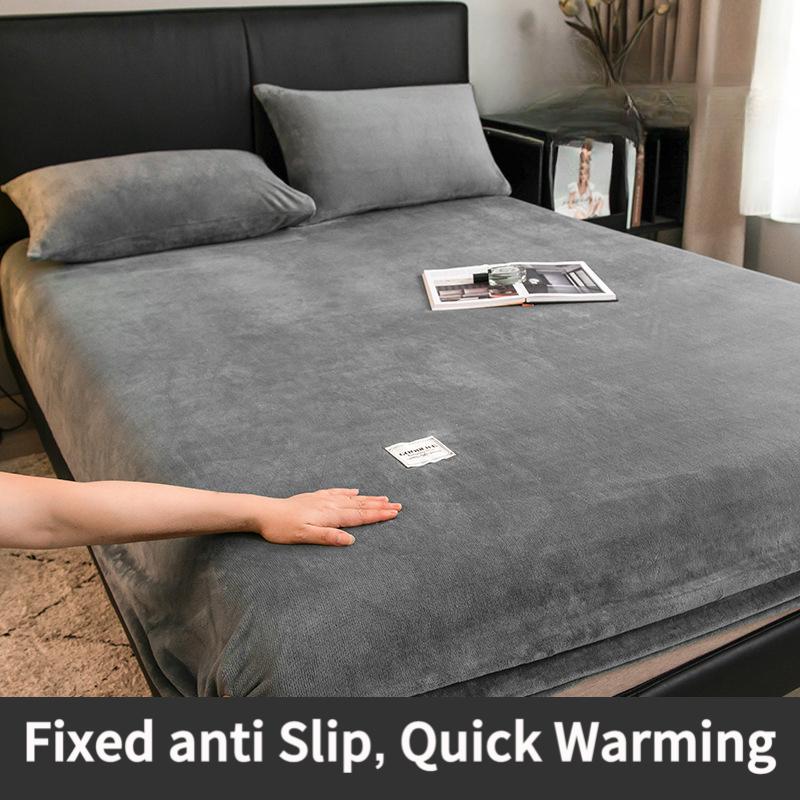 2025 Velvet Thermal Mattress Cover, Plush Fabric Sheets For Winter, Bed Cover, Bed Sheets Set For Single Double King Queen Bed 160x200