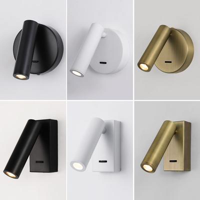 Anti-glare Bedroom Bedside Wall Lamp Hotel Bedside Reading Small Spot Light Indoor Simple with Switch Background Wall Lights