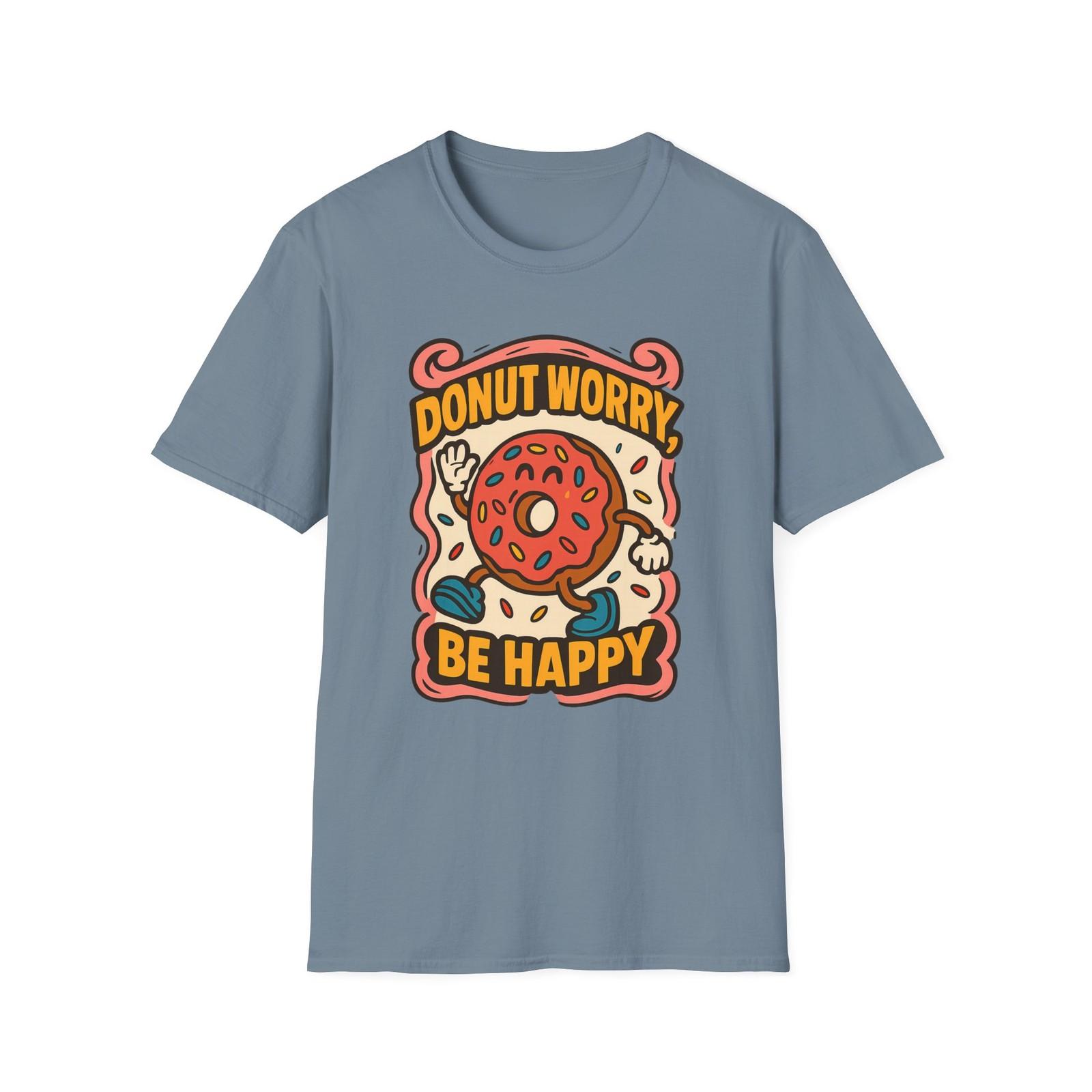 Unisex Softstyle T-Shirt Mens Womens Tees Top Sprinkle Donut Worry Be Happy Whimsical Joyful Tee 3XL