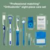 8Pcs/Set Dental Care Brush Kit Multicolour Dental Wax Teeth Cleaning Tool Mesh Bag Foldable Interdental Brush Floss Thread Wax