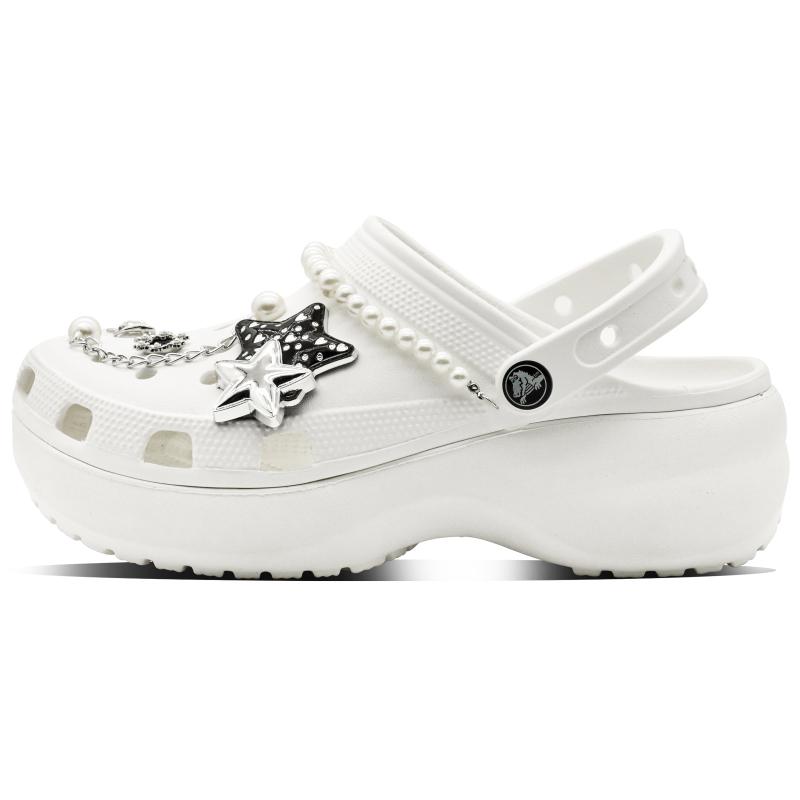 Crocs Classic Platform Clog Starburst EVA for Love Full of Love Fresh Simple and Versatile Pedal Hole Shoes Unisex White