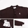 AMI New Polo Collar Knitted Sweater Jacquard Couple Wool Sweater Classic Small White Heart Embroidery