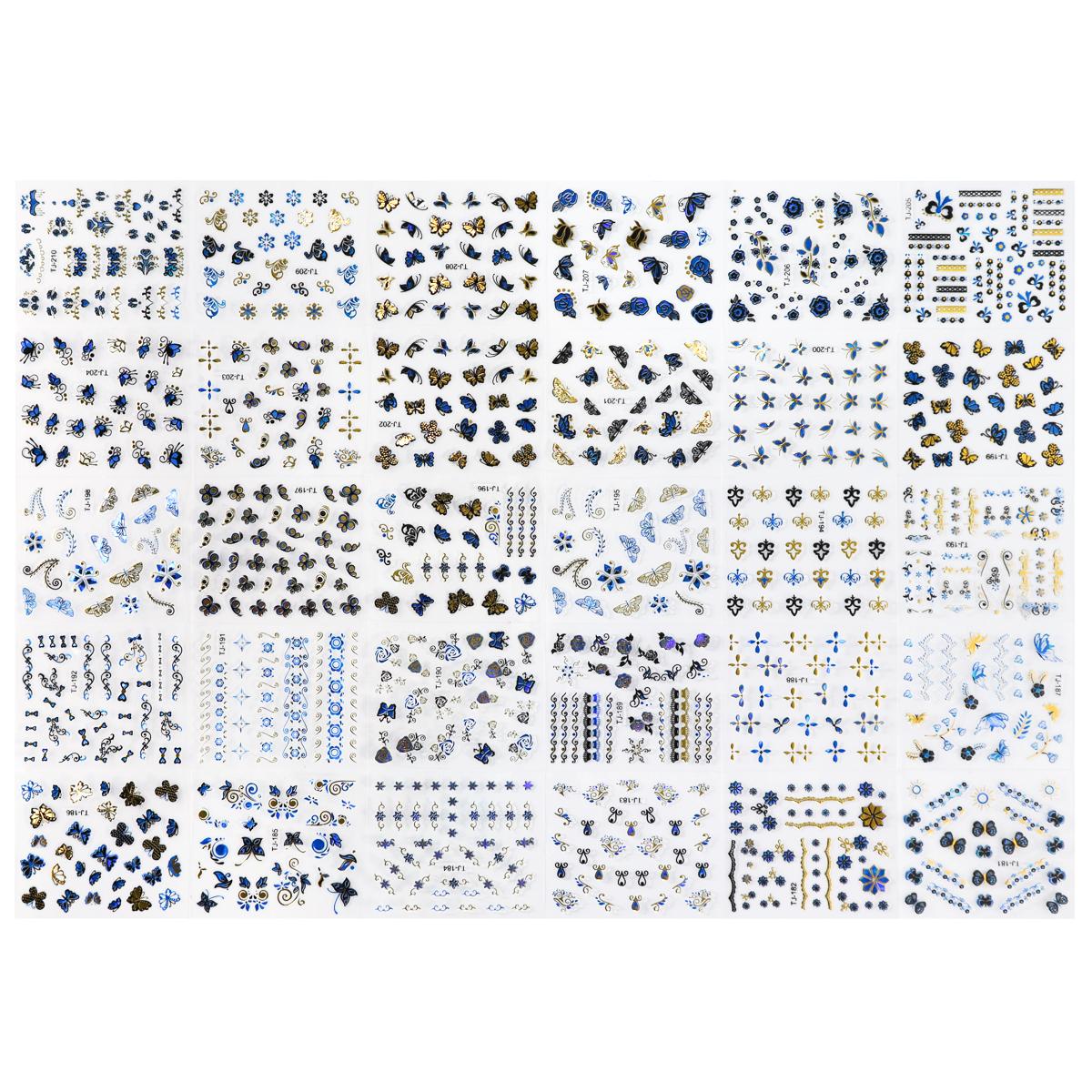 

30 листов 3D смешанных наклеек-бабочек, подвески для дизайна ногтей, наклейки для всего, что нужно для маникюра, милые наклейки для детей, украшения