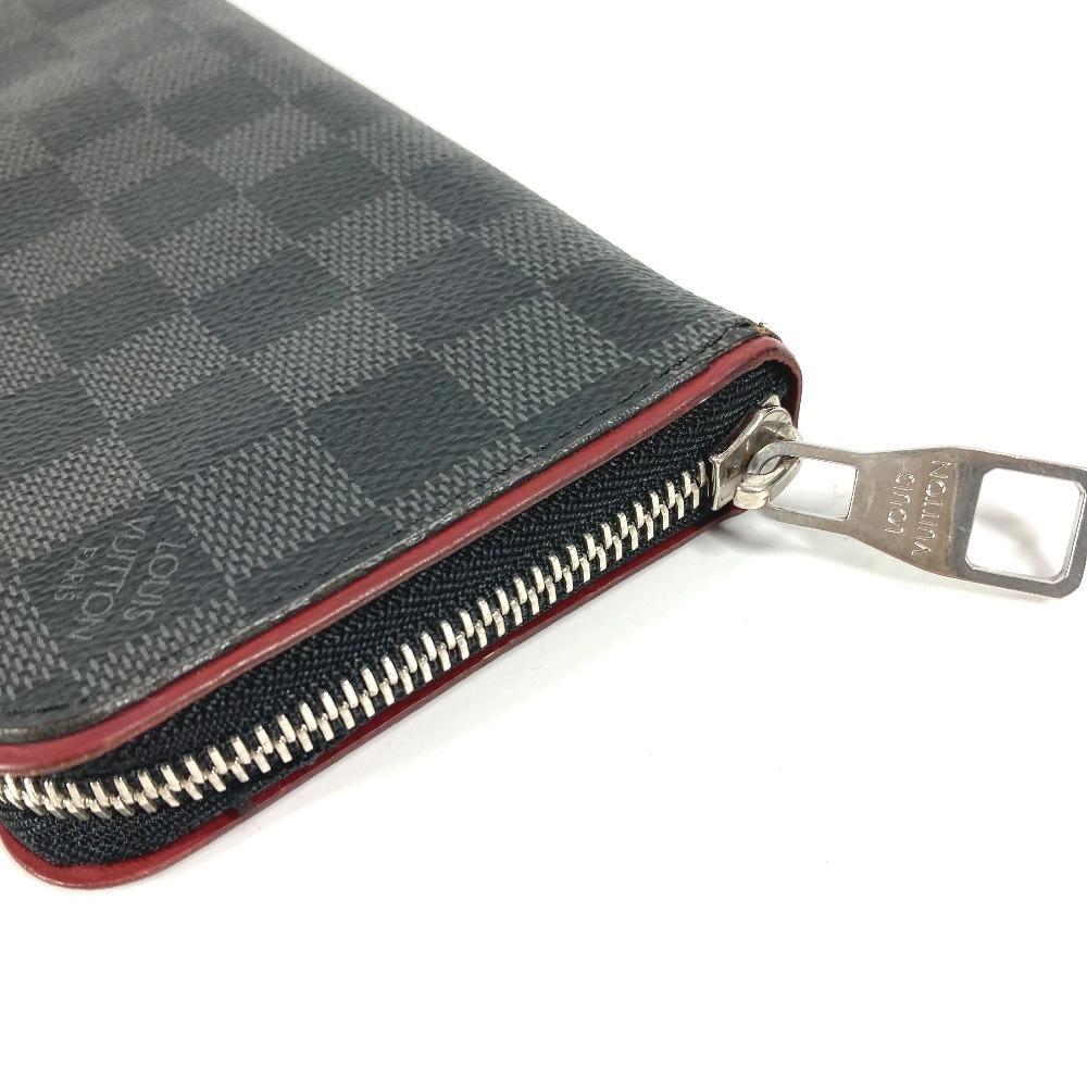 Louis Vuitton N63304 Damier Graphite Zippy Wallet Zip Around Wallet Black/Red