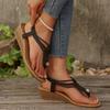 2025 Plus Size Summer Women's Thong Sandals Outdoor Narrow Band Weave Elastic Band Wedges Sandals for Casual Daily Rome Shoes