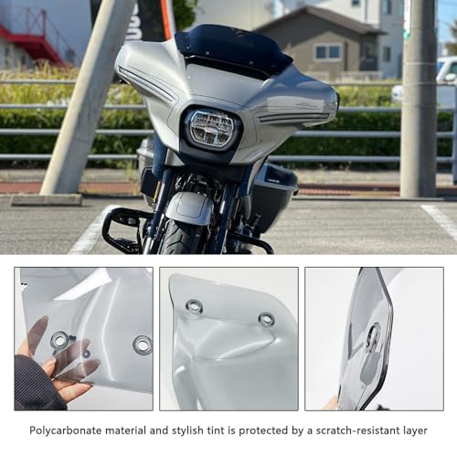 7" Front Windshield Fairing Windscreen Cover (Gray) for CVO Street Glide Touring (2023-2024) and CVO Street Glide FLHXSE (New Motorcycle) [Parallel Im