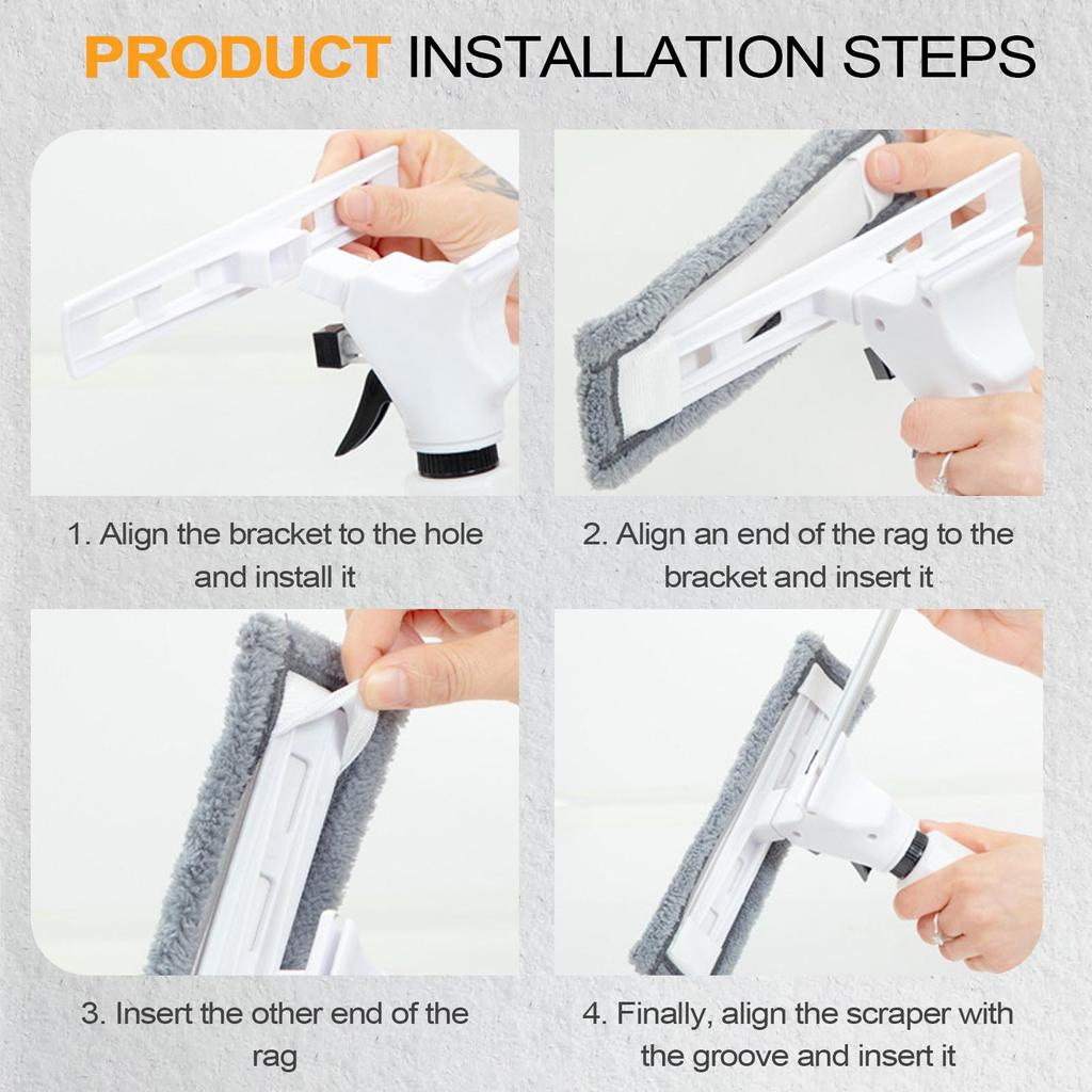 Window Cleaner Squeegee Microfiber Squeegee Window Cleaner with Spray Bottle Multipurpose Glass Washing Scraper Tool for Kitchen