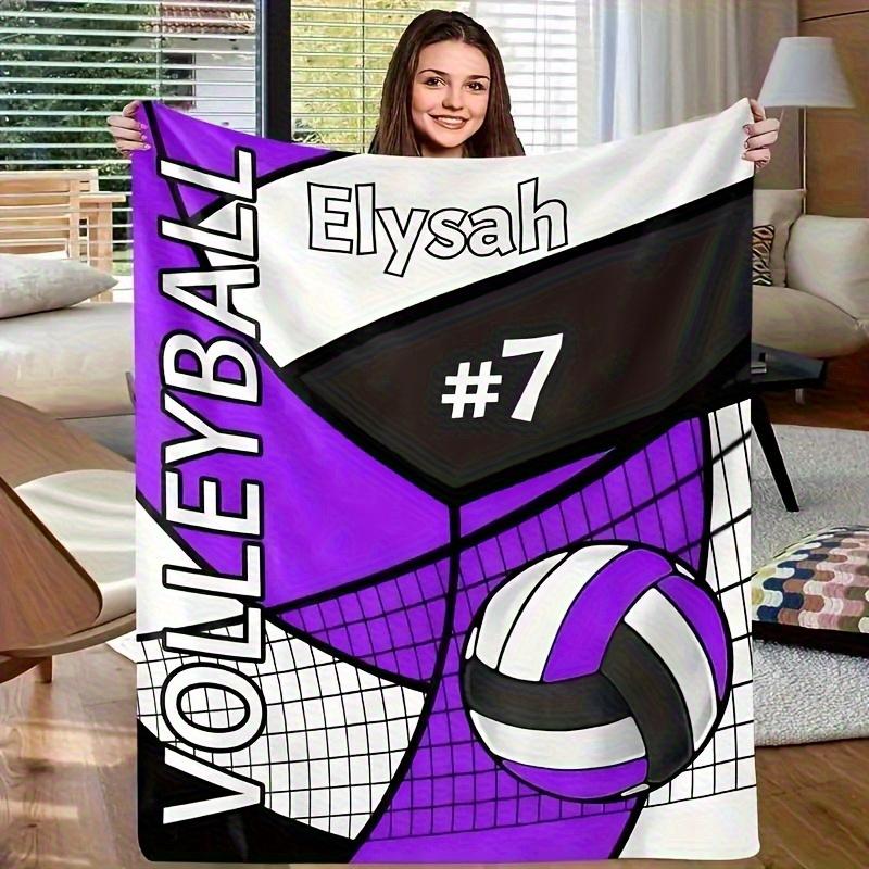 Volleyball Flannel Blanket Personalized Text Soft Machine Washable AllSeason Throw for Boys Girls Adults Home Travel