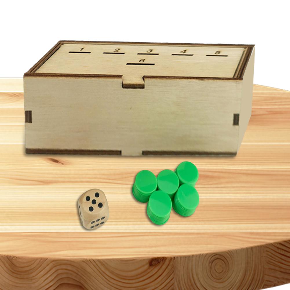 Penny Game with Dice and Wooden Box Pennies Dice Games Wooden Dice Penny Game for Kids and Adult