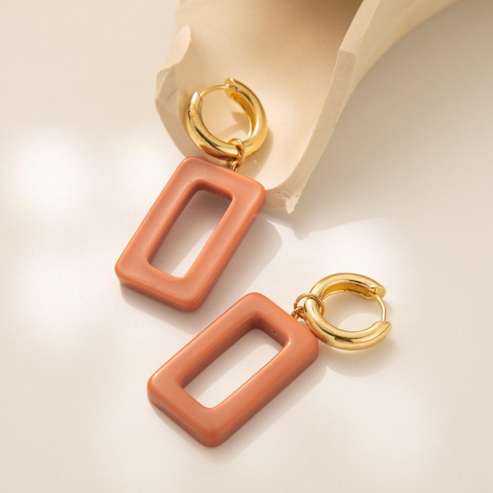 Trendy Fall Geometric Earrings 2023 Stylish Resin Design Square