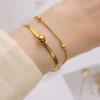 Retro Minimalist Double-Layer Gold Bead Titanium Necklace - Light Luxury Clavicle Chain Jewelry