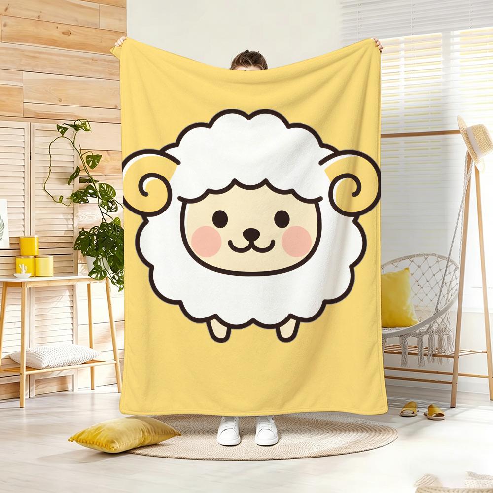 Artistic Pattern C-CuteS SheepS Throw Lightweight 240g Flannel Blanket Soft Skin-friendly for Summer Cooling