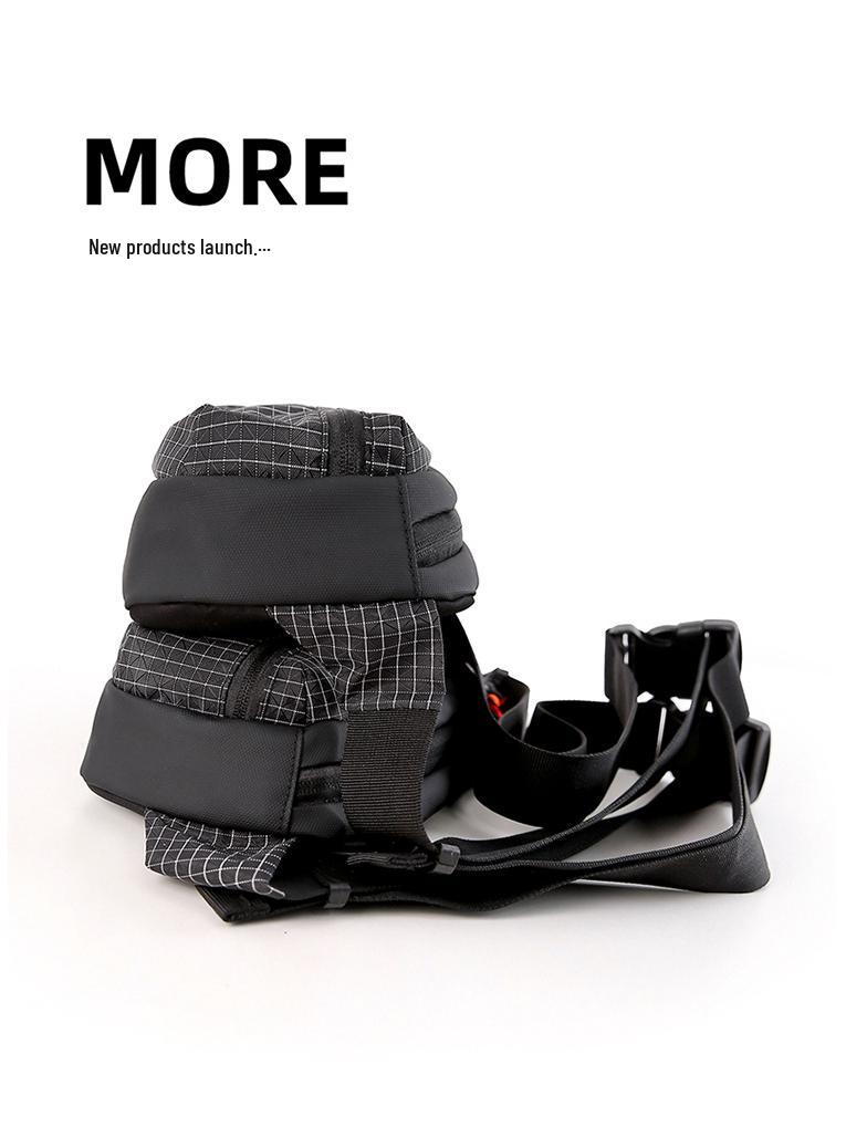 Ultraleichte Karierte Wasserdichte Nylon Herren Umhängetasche: Trendige Rad- & Handy-Bauchtasche