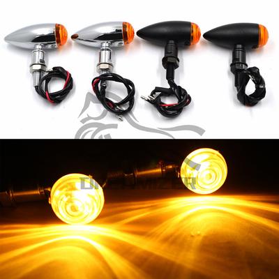 2PCS Universal Motorcycle Amber LED Mini Bullet Turn Signal Indicators Blinker Lights Lamp for Harley Cafe Racer Bobber