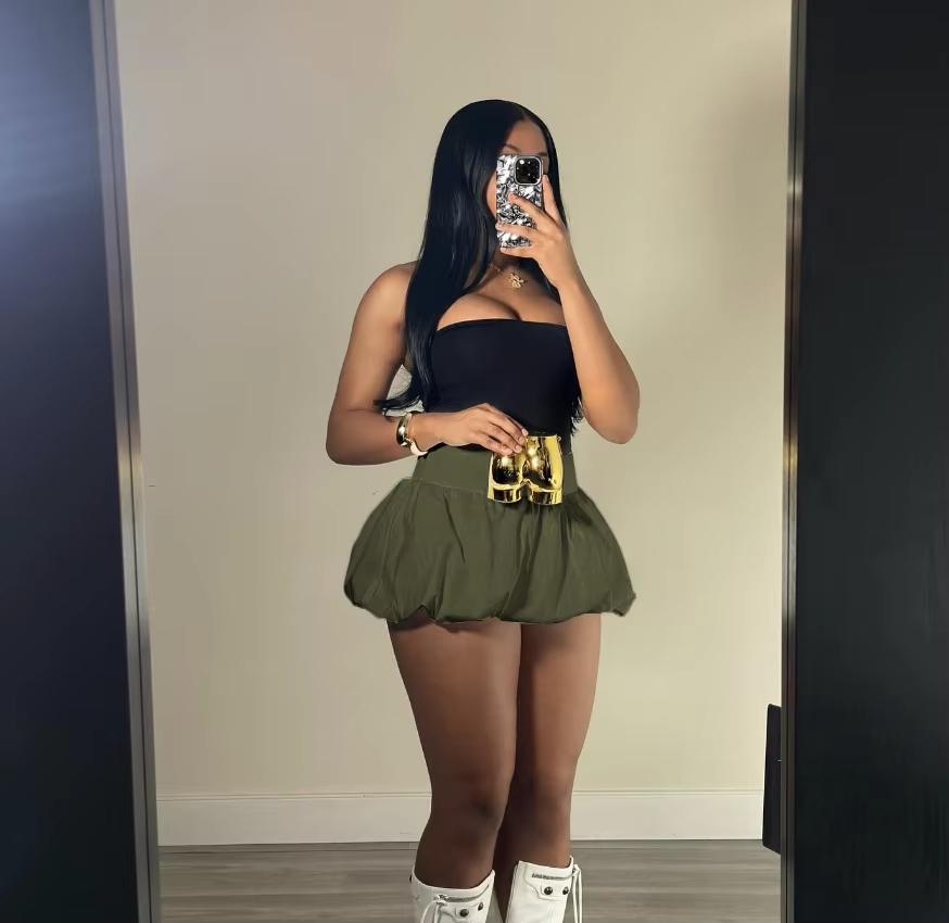 Qooth Hot Women's Mini Short Solid Color Puffy Bubble Skirt Plus Size Fashion Pleated Mini Skirt For Girls Skirts Sexy Clothes Women QT2422