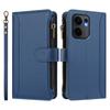 For Oppo Reno13 F 5G (Reno 13 FS 5G)/4G Leather Case 9 Card Slots Zipper Wallet Stand Phone Cover with Wrist Strap