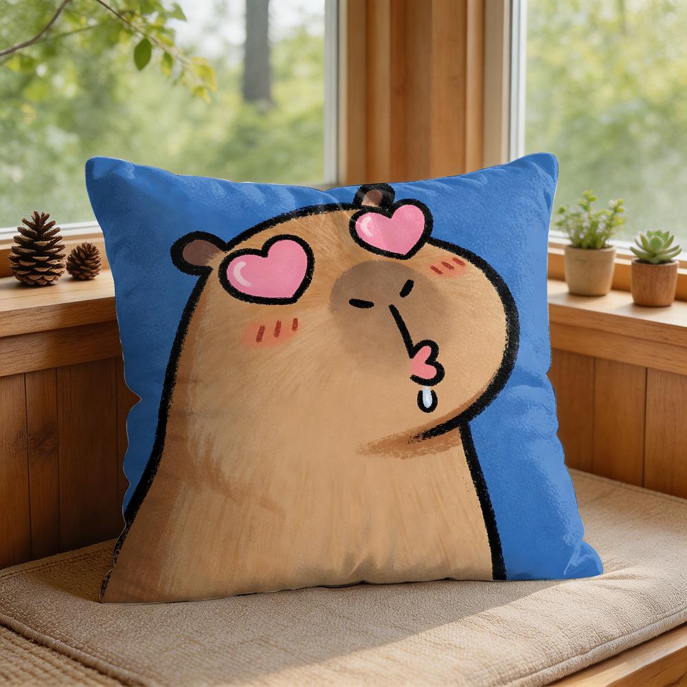 Cute Kicapara Cartoon Cushion Cover Silky Short Plush Invisible Zipper Dustproof Sofa Pillow Case For Home Decor