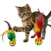 5Pcs Interactive Cat Feather Toy, Cat Balls, Feather Balls with Loud Bell Inside for Kitty Kitten Scratching Exercise Indoor