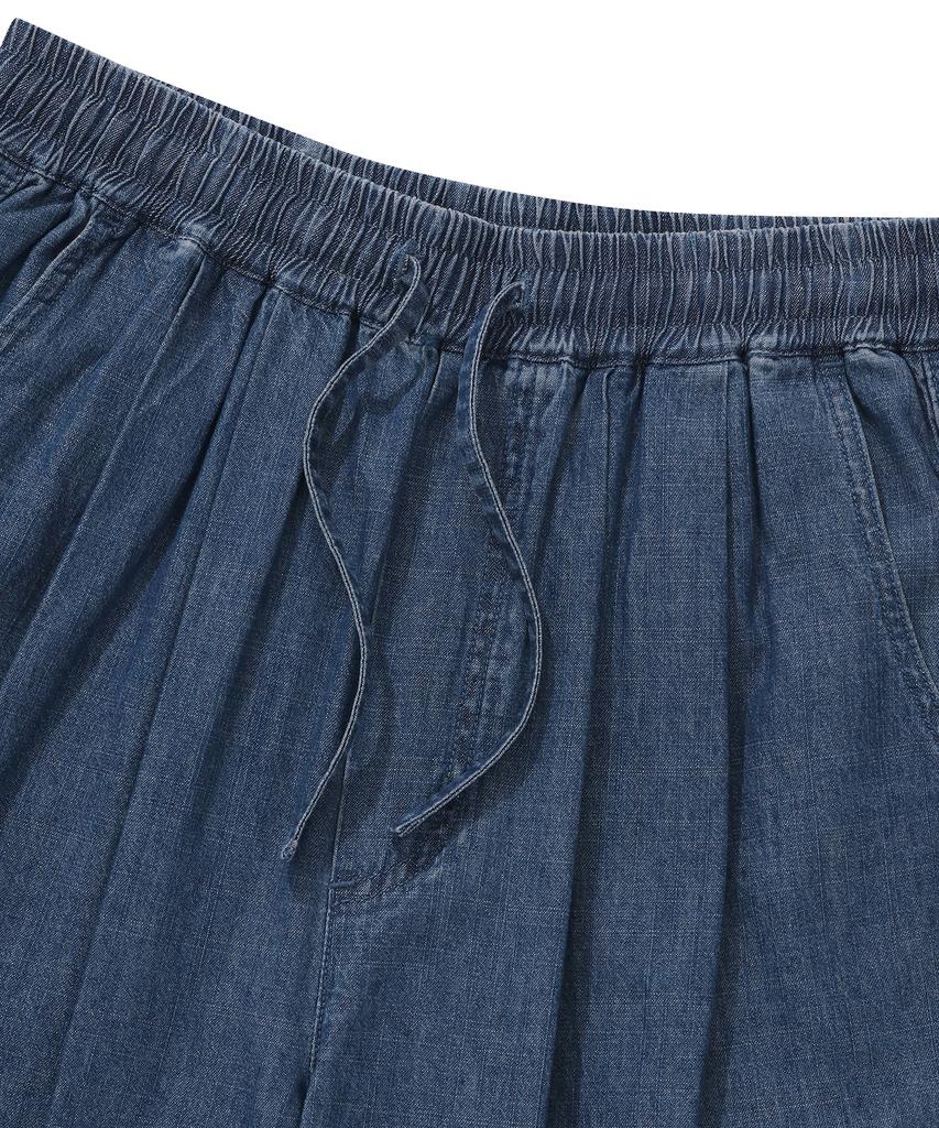 COLUMBIA UNIVERSITY Sl-Label Loose-Fit Denim Pintuck Pants Midnight Denim