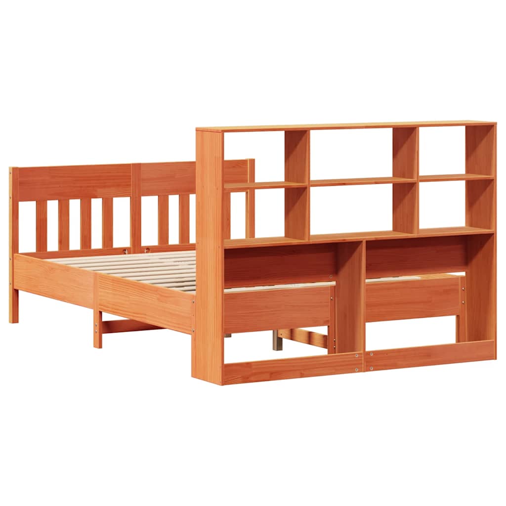 Solid Wood Bed without Mattress Wax Brown 150 x 200 cm Pine Wood